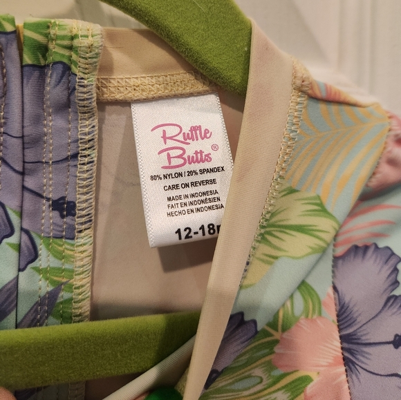 Ruffle Butts 12-18 month swimsuit ruffles floral zip baby girl swim rashguard - Picture 3 of 9